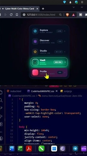 Modern Menu Animation 🔥 | HTML CSS JavaScript Project #shorts #html #css #shortsfeed #javascript
