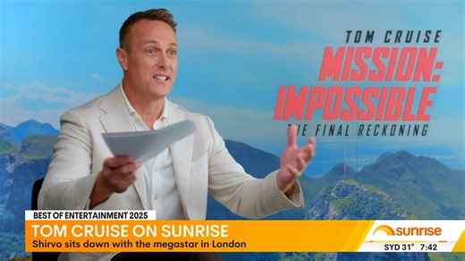 Tom Cruise discusses death-defying stunts for his eighth Mission Impossible film, including flying on the exterior of a plane in South Africa whilst dealing with extreme G-forces and airflow travelling at the speed of sound. #TomCruise #MissionImpossible #Hollywood #missionimpossiblethefinalreckoning | Sunrise