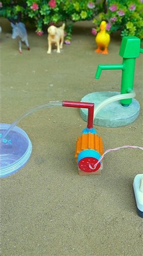 Mini hand pump project water with supply motor drinks buffalo and duck farm #waterpump #shorts #816