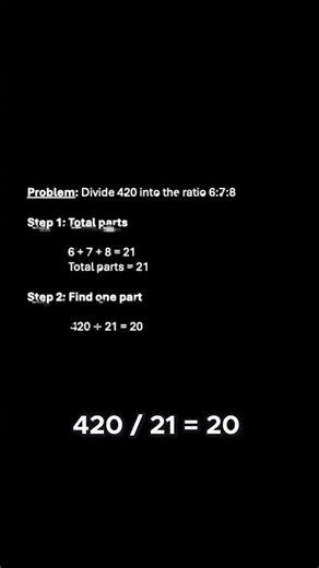 How to Divide 420 into a Ratio | GCSE Maths | AQA & Edexcel #mathsrevision #maths #gcsemaths