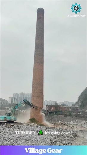 Look at This PERFECT Demolition! 🤯 Watch This GIANT Chimney Fall Like a Tree! So Satisfying!