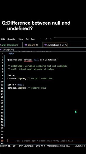 Difference Between Null and Undefined in JavaScript | #shorts #javascript