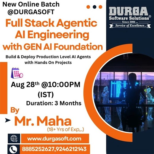 Full Stack Agentic AI Engineering with GEN AI Foundation Online Training @ DURGASOFT #durgasoftware