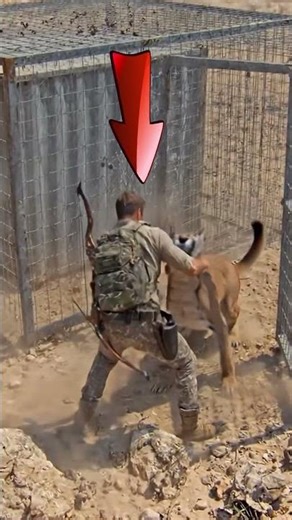 Man Trapped in Cage as Caracal Charges at Full Speed – Blink and You Miss It 😱🐆