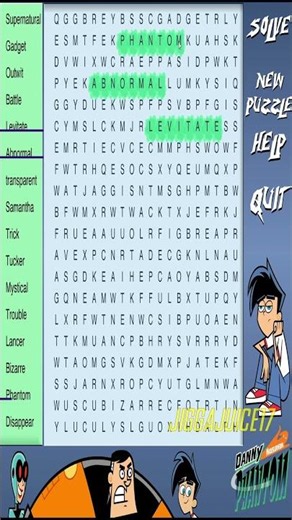 Danny Phantom Word Search Flash Game Gameplay