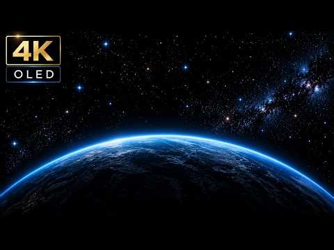 4K Deep Space | OLED Pure Black Planet & Twinkling Stars | 4 Hours