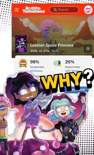 Rotten Tomatoes LIKES Lesbian Space Princess? #netflix #fandom #tadc #verity #sonic #fnaf #minecraft