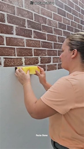 DIY Brick Wall Hack Using a Sponge | Easy Home Makeover! 😱 #shorts
