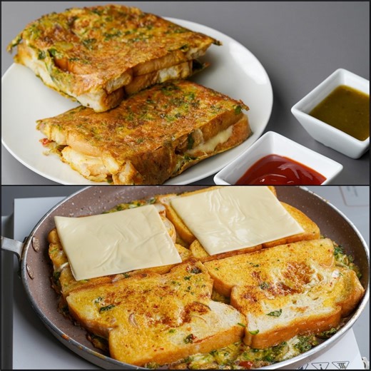 10 Min. Breakfast Recipe | Bread Egg Omelette Recipe | Cheese Bread Omelette | Bread Snacks Recipe | N'Oven Foods