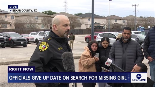 WATCH LIVE: Officials in Bexar County, Texas give an update on the search for missing girl. https://abcnews.link/1hatkVu | ABC World News Tonight with David Muir
