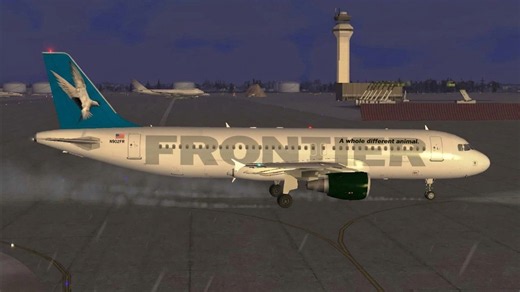 Frontier Airlines Airbus A320 snowy departure from Washington Dulles (FSX VATSIM)