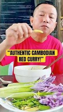 Authentic Cambodian Red Curry with Rice Noodles & Fresh Vegetables | Spicy Mukbang ASMR