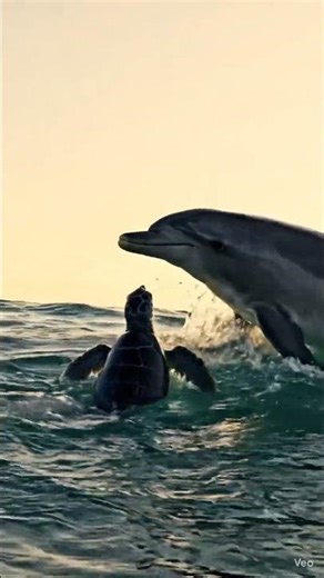 Dolphin Guides Tiny Turtle to Safety — Storm Rescue