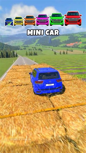 Small to BIG Cars Climb the Hay Bale Trailer