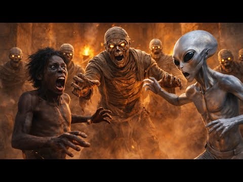 Alien and Caveman Awaken the Mummies in Egypt 😱 | Epic Monster Battle in 4K Ultra HD