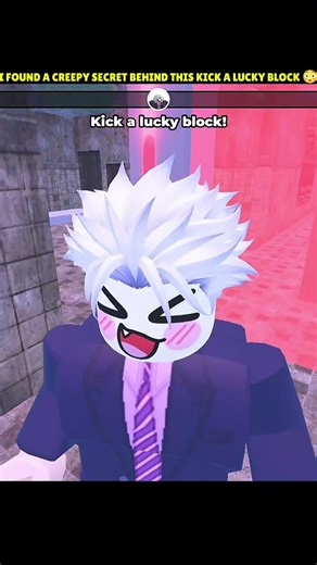 I Found a creepy secret behind this kick a Lucky block creepy secret place in Roblox 😳 #roblox #fyp