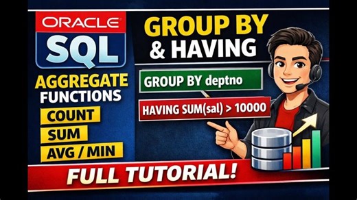 Oracle SQL Aggregate Functions Full Tutorial | COUNT, SUM, AVG, MAX, MIN + GROUP BY | Packiyaraj Raja