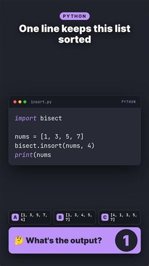 Python Trick: Insert Into Sorted List Fast 🔥