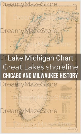 Vintage Lakes Michigan Nautical Chart Map – Maritime Map (digital Download) - Etsy