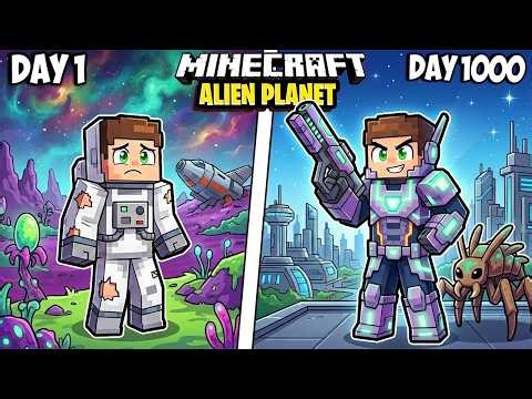 I Survived 1000 Days on an ALIEN PLANET in Minecraft