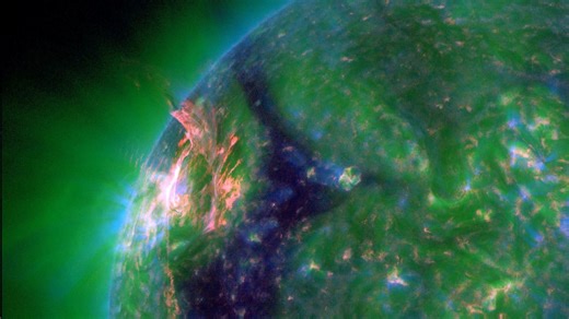 Eruption blows hole in sun's atmosphere and could trigger northern lights
