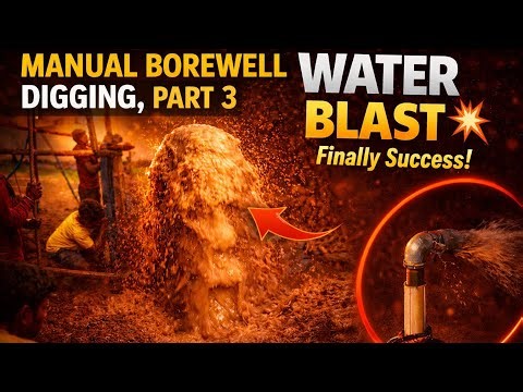 Part 3:Manual Borewell Digging|WaterBlast💧इतनी मेहनत के बाद पानी फूट पड़ा |Sucess Hogya#villagevlog