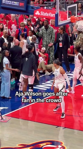 Aja Wilson goes after fan in the crowd #caitlinclark #basketball #wnba