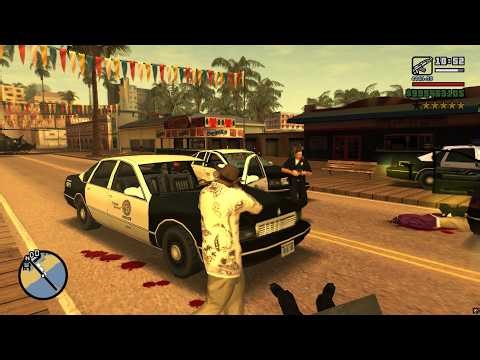 GTA San Andreas - Santa Maria Beach Pier Rampage and Shootout + Six Star Escape