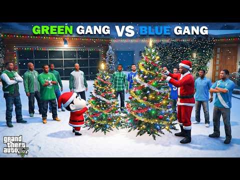 Franklin Blue Gang Vs Shinchan Green Gang Christmas Special Challenge In GTA 5!