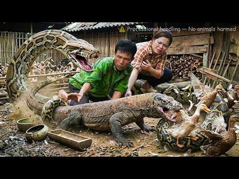 72 Hours of Panic at the Farm - Komodo Dragon Invades and Confronts Giant Python at the Farm