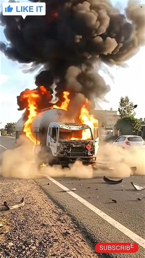 oil tanker truck Blast on highway!#roadaccident #truckcrash #shorts