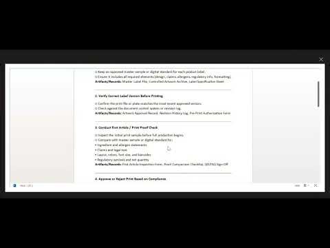 FSSC 22000 Familiarization Training: Week 2 Product Labeling and Printed Materials Program