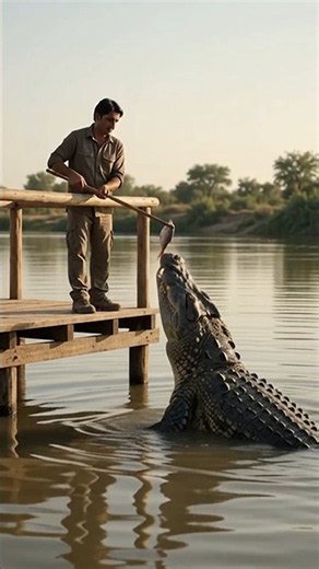 🐊 Massive Crocodile Feeding at Golden Hour