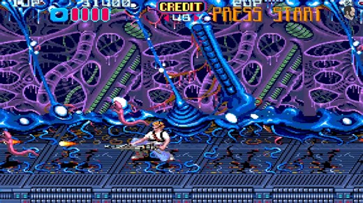 Aliens - Arcade - Stage 2 Aliens (エイリアンズ Eirianzu?) is a 1990 side-scrolling shooting game developed and published by Konami for arcades. It is based on the 1986 film of the same name. The multinational conglomerate Weyland-Yutani Corporation has lost contact with its mining colony, Hadley's Hope, in LV426 Acheron. In response, the Colonial Marine troops of the USS Sulaco decide to send their team to investigate. The marines soon discover that the place is infested by an unknown parasitic alien 