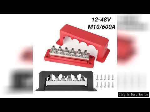 12-48V 600A For Automotive RV Vehicles Truck Boat Buss Distribution Block 6Way Busbar M10 Studs Posi
