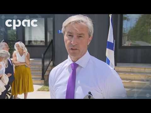 Nova Scotia Premier Tim Houston speaks with reporters in Bridgewater – July 28, 2026