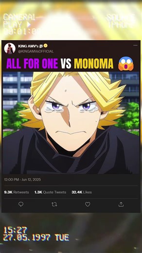 ALL FOR ONE VS MONOMA 😱 | #myheroacademia #edit #mha #amv #anime