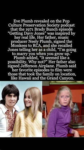 Eve Plumb Says Marcia’s Davy Jones Episode Was Inspired by Her Own Life #shorts #EvePlumb #davyjones