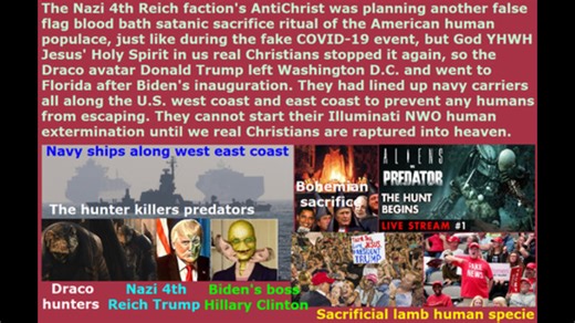 NWO had hundreds of navy ship along both coasts to prevent humans from escaping blood bath sacrifice