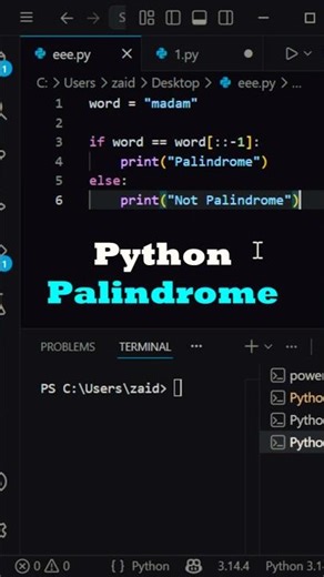 Is it a Palindrome? The Shortest Way to Check #coding #programming #ai #python #quiz #code #shorts