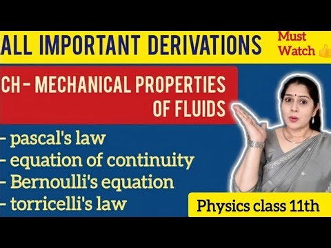 Mechanical Properties of Fluids | All Important Derivations | Part 1| Class 11 Physics NCERT 
