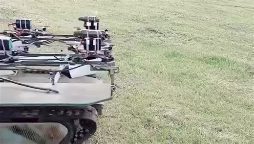 A ground-based “drone carrier” for FPVs. 🤖🛰️ Another step forward in battlefield robotics: an unmanned ground vehicle carrying six FPV drones, apparently using Starlink satellite connectivity. 📡… | Aviv Bar Zohar, PhD