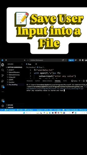 Python File Handling | Enter Data at Runtime | Save User Input into a File | Python Tutorial
