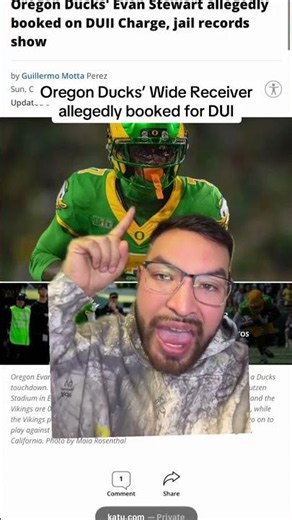 University of Oregon Ducks' wide receiver Evan Stewart allegedly booked on DUII Charge