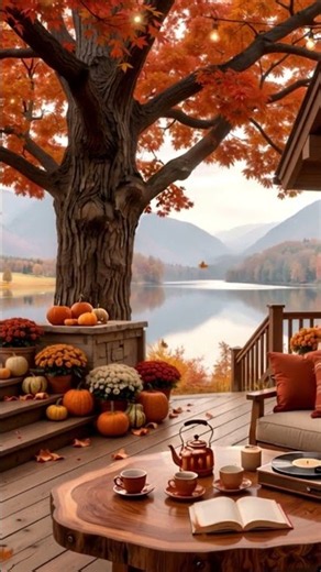 September Fall Morning at Cozy Lakeside Porch Retreat 🍂 #jazzambience #relaxingjazz #lakesidejazz