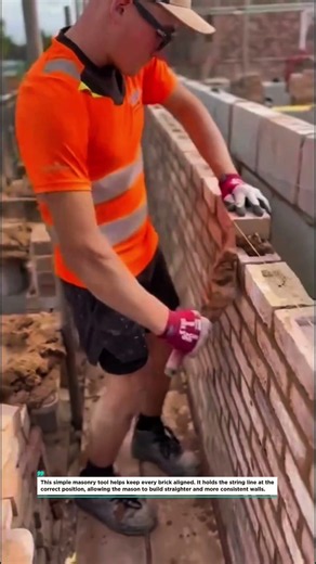 Perfect Brick Lines Made Easy with a Masonry Line Block #Bricklaying #Masonry #Construction Skills!
