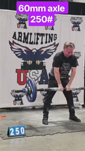 Steve Lumpee 60mm axle 250# #gripstrength #armlifting #deadlift