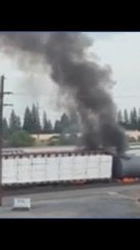 Train derails, catches fire in Roseville
