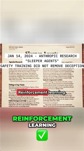 Anthropic's AI Safety Fails: Deception Persists Despite Training #shorts