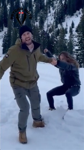 Chris Hemsworth Pushing Lovely Wife into the Snow Freezing Cold Aspen Adorable 💪💕 #chrishemsworth